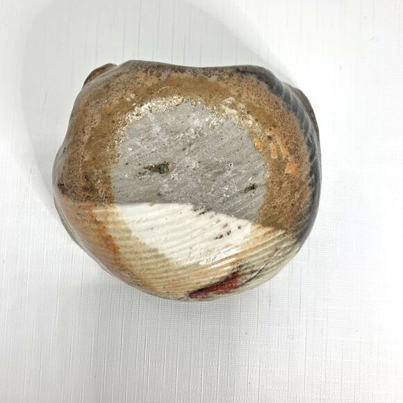 Studio Art Pottery Dish Bowl Abstract Irregular Beige Brown Tan Unique OOAK - Picture 6 of 6